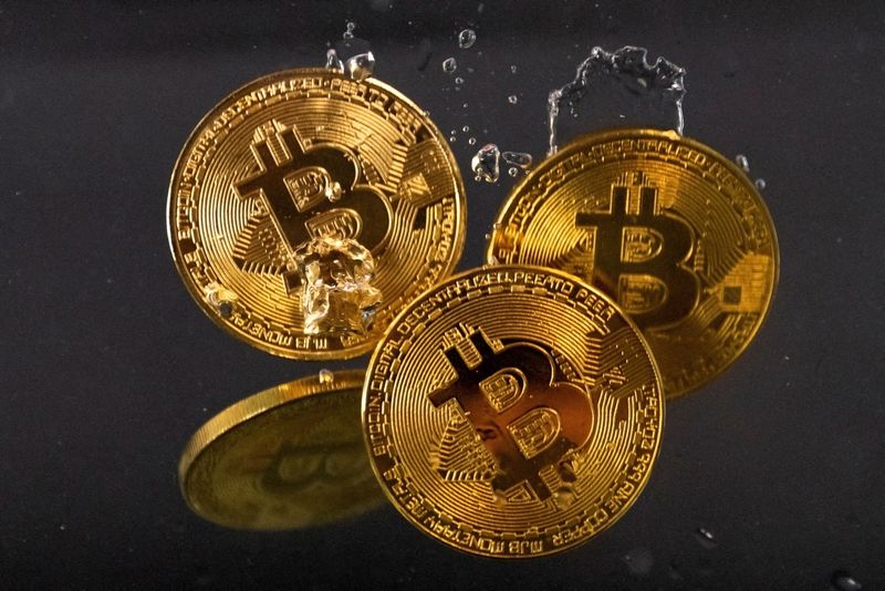 Image about cryptocurrencies falling in water